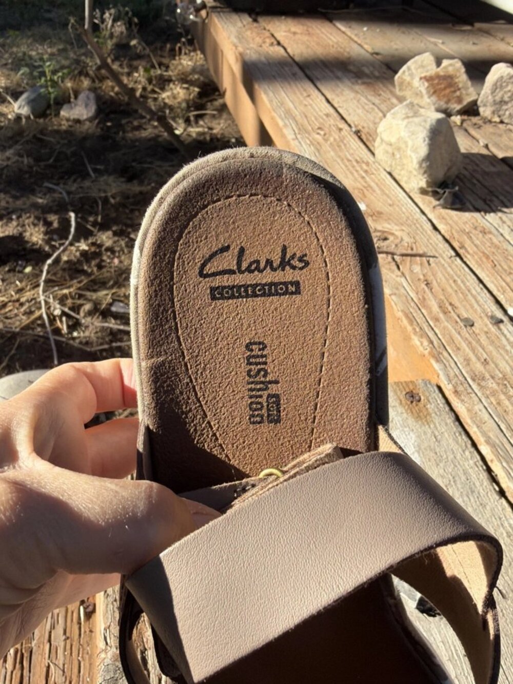 Clarks Stasha Hale Wedge Sandals - Taupe/White - Size 10M - Picture 5 of 9